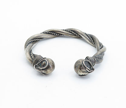 925 Sterling Silver  Vintage Antique Oxidized Rope Twist Cuff Bracelet  BT2672
