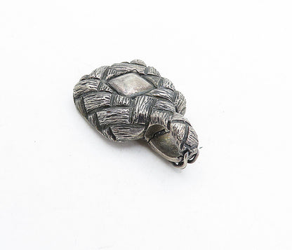 ZINA 925 Sterling Silver  Vintage Oxidized Basket Weave Design Pendant  PT3820