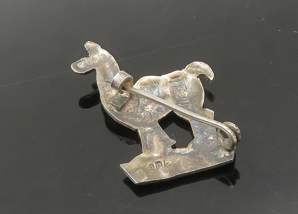 925 Sterling Silver  Vintage Shiny Oxidized Peru Alpaca Brooch Pin  BP8675