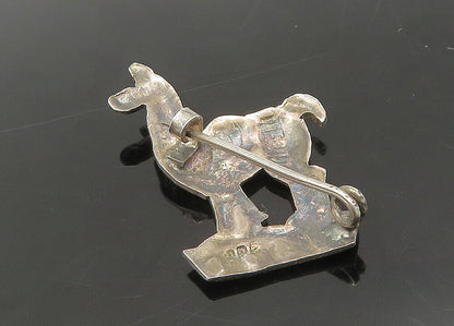 925 Sterling Silver  Vintage Shiny Oxidized Peru Alpaca Brooch Pin  BP8675