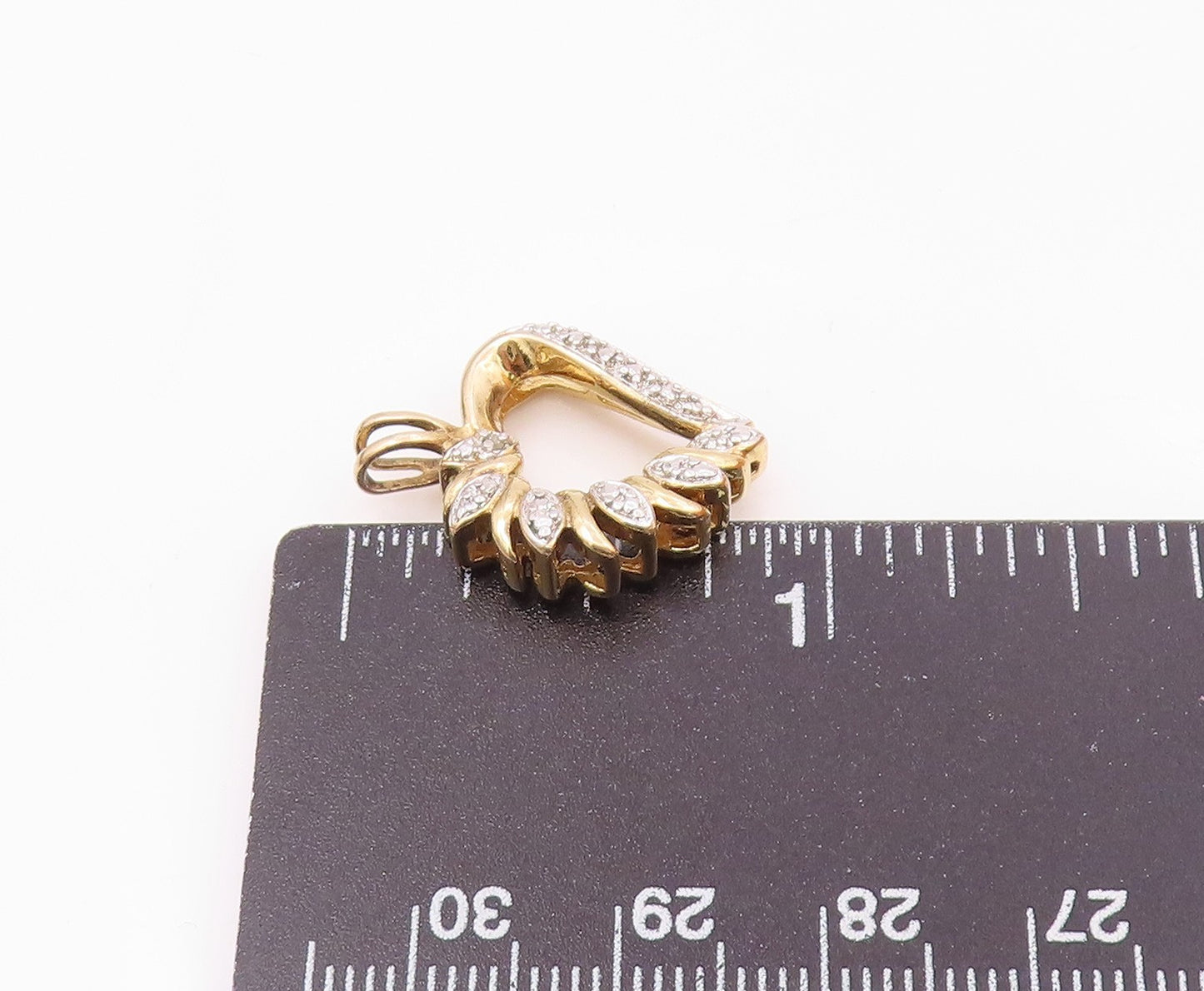 925 Sterling Silver  Vintage Shiny Genuine Diamond Love Heart Pendant  PT15769