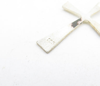 925 Sterling Silver  Vintage Petite Etched Religious Cross Drop Pendant PT3929
