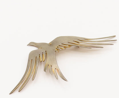 925 Sterling Silver  Vintage Minimalist Flying Bird Brooch Pin  BP10113