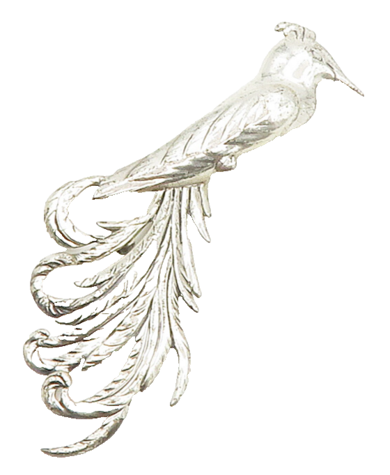 DANECRAFT 925 Sterling Silver Vintage Shiny Long Tailed Bird Brooch Pin BP6082