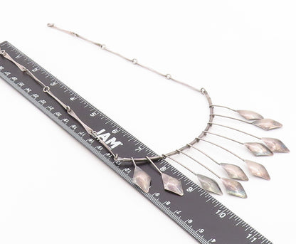 925 Sterling Silver Vintage Necklace ISRAEL Geometric Fringe Collar  NE4937