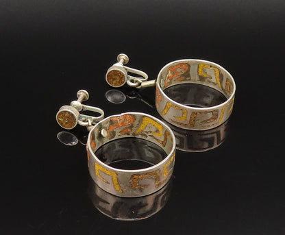 SARITASCO 925 Silver  Vintage Crushed Spiny Screw Back Dangle Earrings EG12238