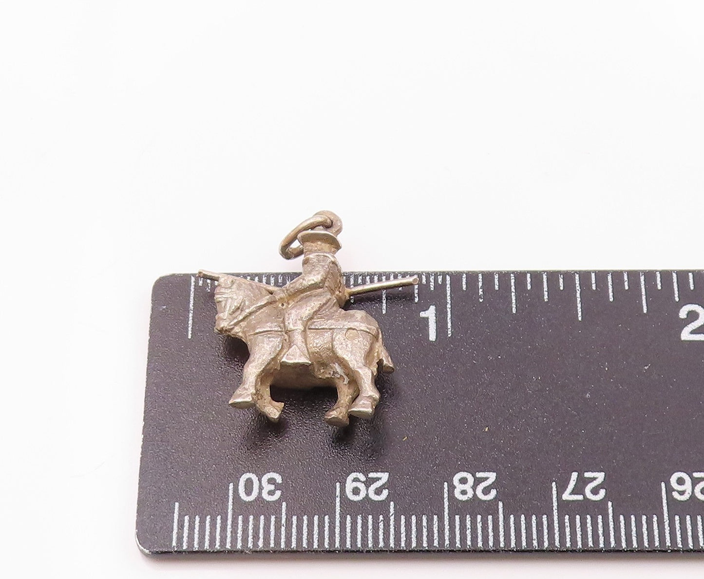 925 Sterling Silver  Vintage Petite Knight On Horse Motif Pendant  PT17308