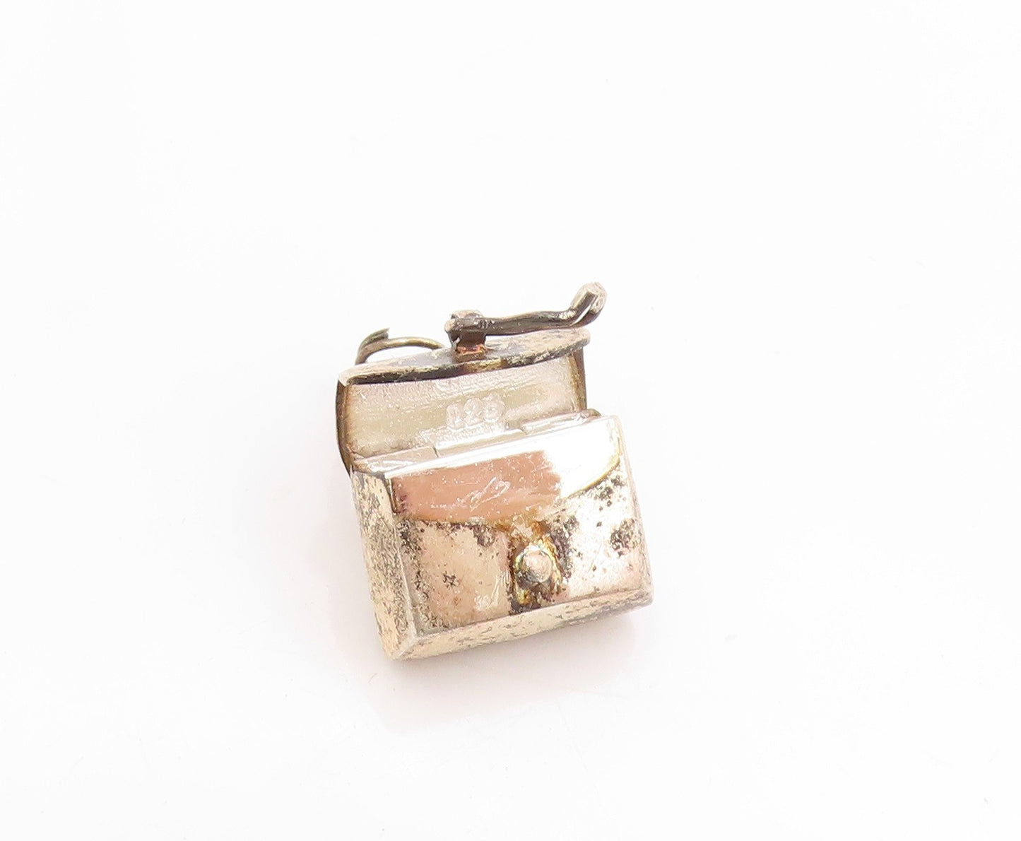 925 Sterling Silver Vintage Pendant Miniature Retro Handbag Charm OPENS  PT25110
