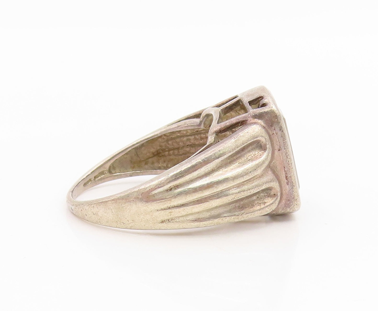 925 Sterling Silver Vintage Ring Citrine Geometric Wave Band  Sz 9.5  RG34889