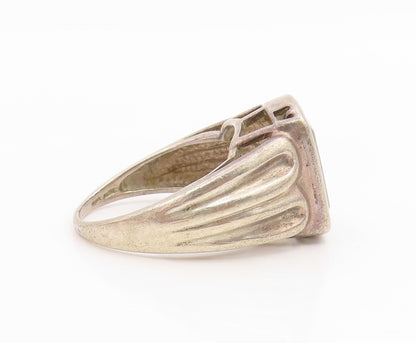 925 Sterling Silver Vintage Ring Citrine Geometric Wave Band  Sz 9.5  RG34889