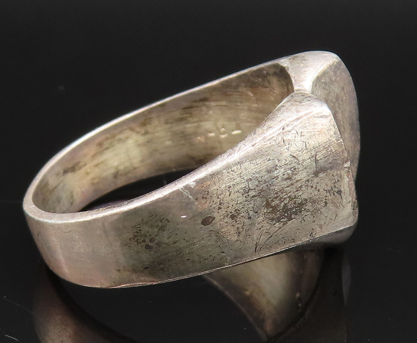 MEXICO 925 Silver  Vintage Minimalist Concave Love Heart Ring Sz 11.5  RG25428