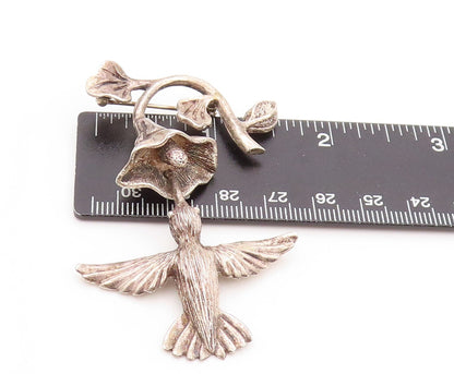 925 Sterling Silver Vintage Brooch Humming Bird Collecting Nectar  BP11529