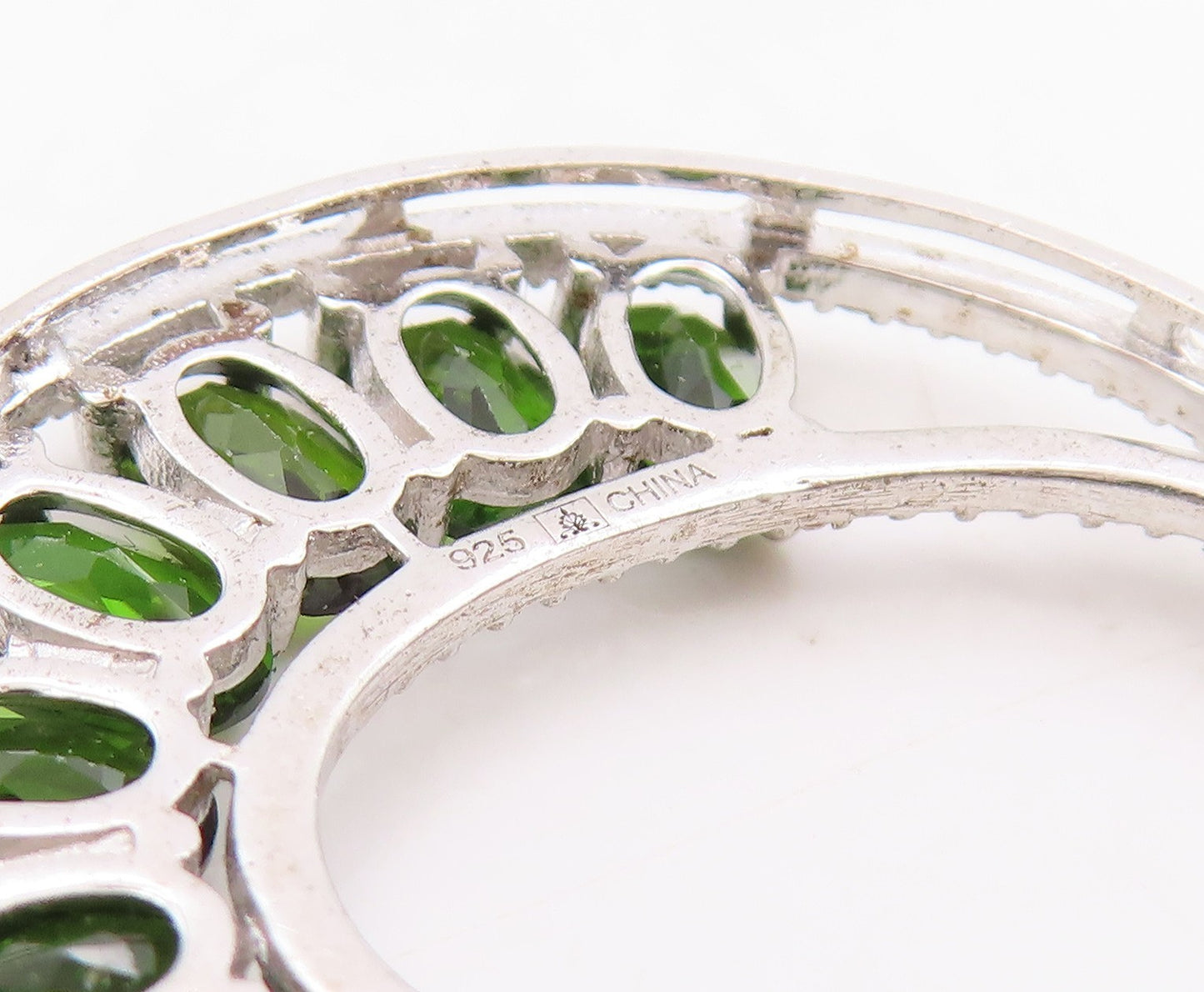 925 Sterling Silver Vintage Earrings Oval Gemstone Chandelier Dangles  EG13773