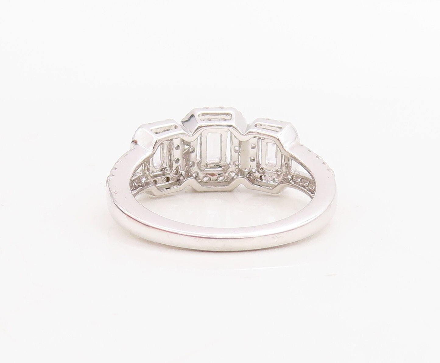 925 Sterling Silver Vintage Ring Rectangle Cut Halo CZ Band  Sz 7  RG30738