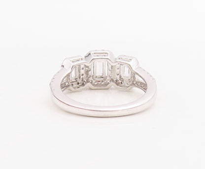 925 Sterling Silver Vintage Ring Rectangle Cut Halo CZ Band  Sz 7  RG30738