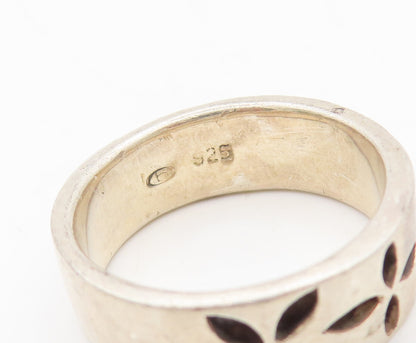 925 Sterling Silver  Vintage Four Petals Etched Flowers Ring Sz 6  RG27422