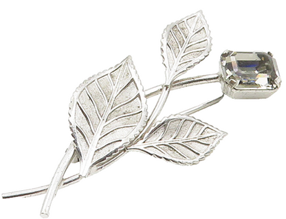 VAN DELL 925 Sterling Silver  Shiny Topaz Single Flower Brooch Pin  BP6608