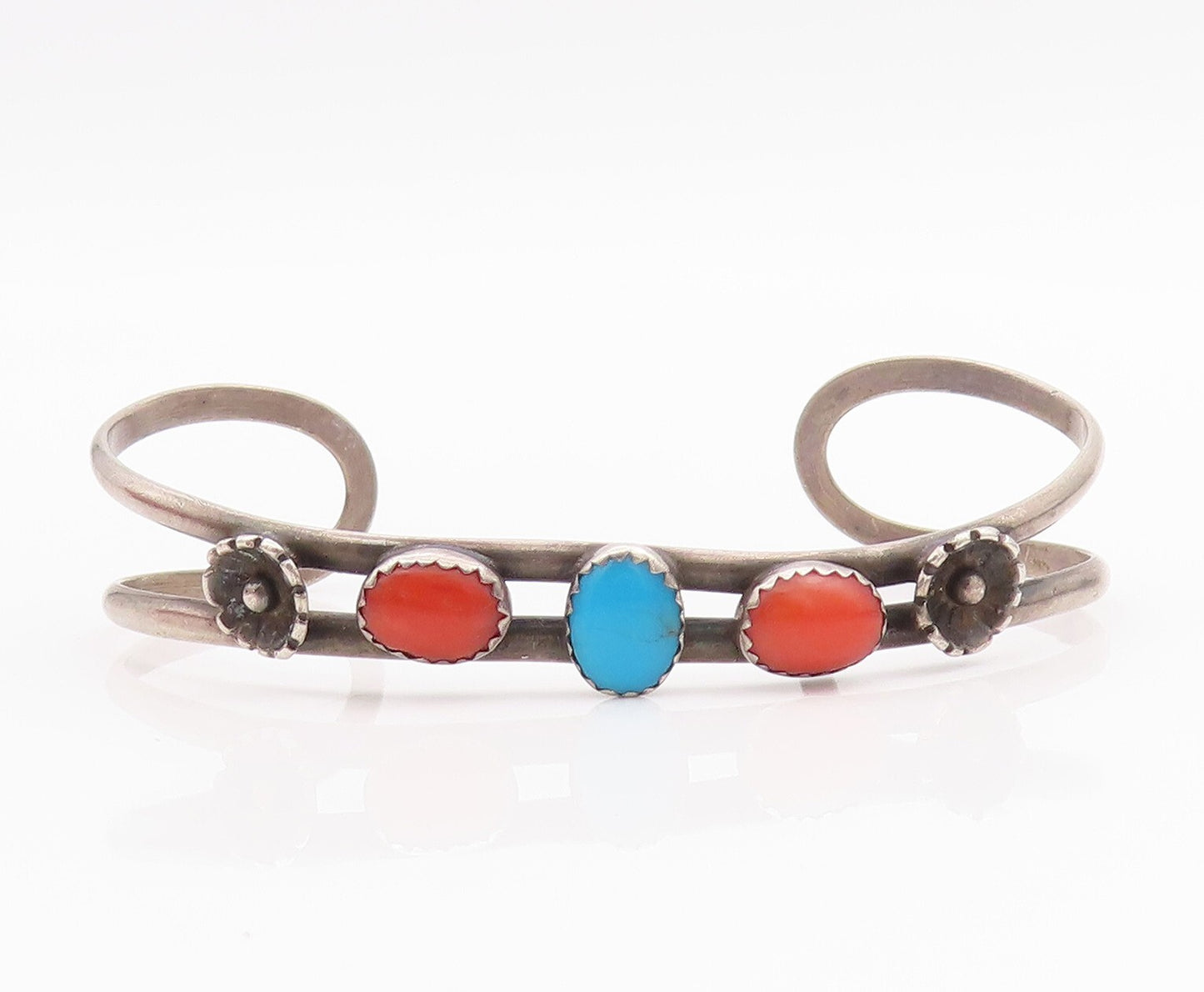 925 Sterling Silver Vintage Bracelet Designer Carnelian & Larimar Cuff  BT11007