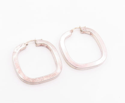 925 Sterling Silver Vintage Earrings Minimalist Geometric Square Hoops  EG14255
