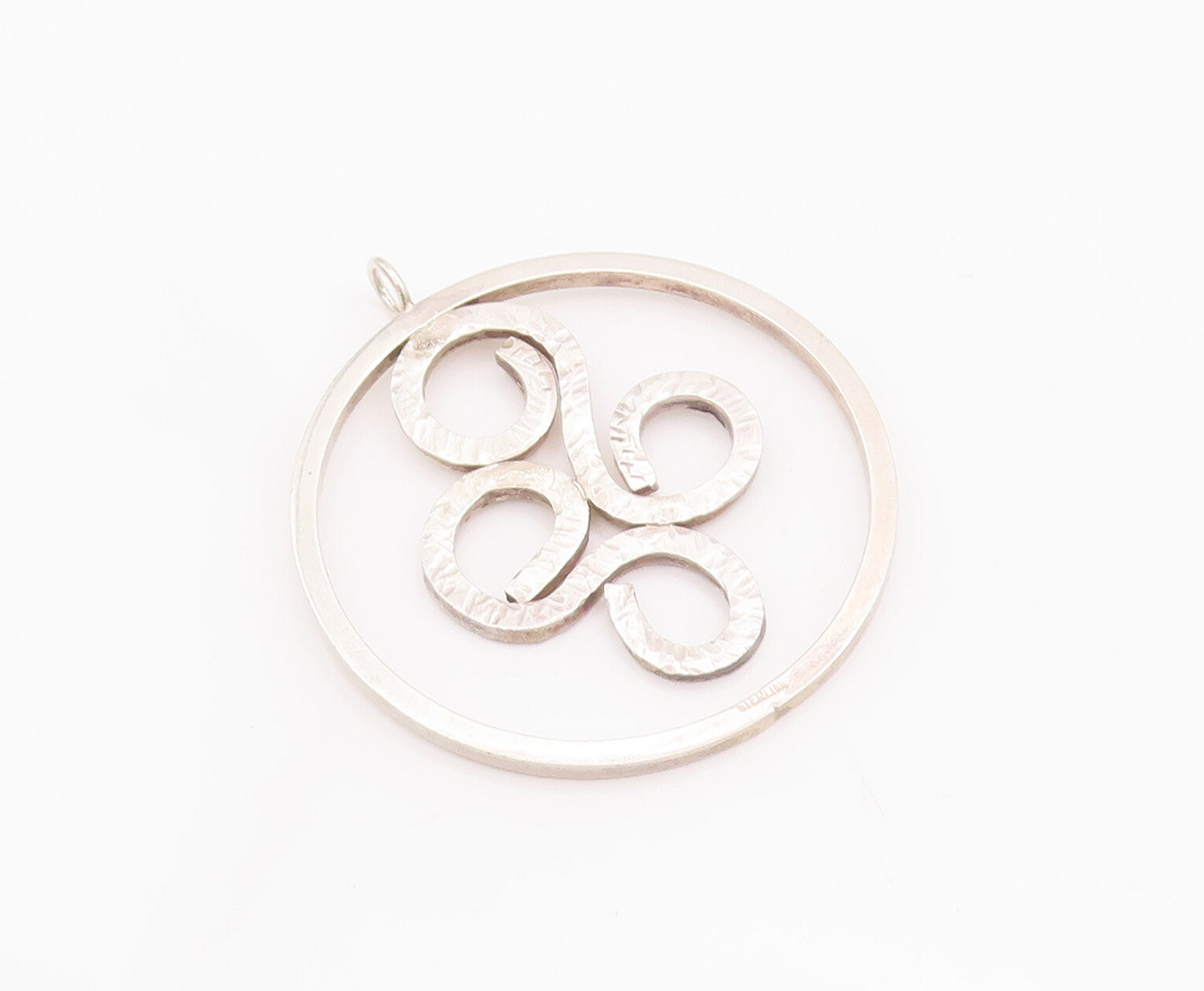 925 Sterling Silver Vintage Pendant Heavy Large Cutout Carved Swirls  PT22935