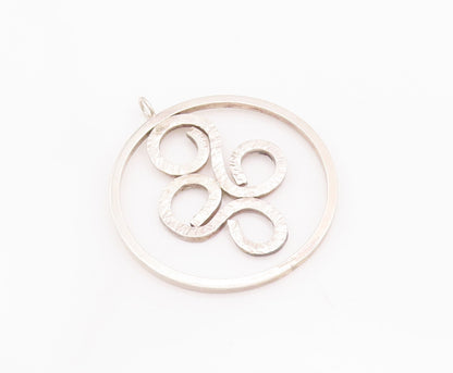 925 Sterling Silver Vintage Pendant Heavy Large Cutout Carved Swirls  PT22935