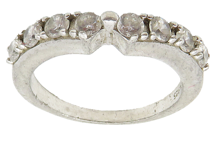 SETA 925 Sterling Silver  Vintage Cubic Zirconia Shiny Band Ring Sz 7  RG15951