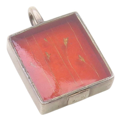 DESIGNER 925 Silver  Vintage Raising Wildflower Art Glass Pendant  PT20790