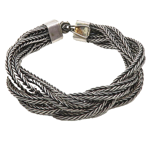 MIDDLE EAST 925 Sterling Silver Vintage Multi Strand Wheat Chain Bracelet BT6965
