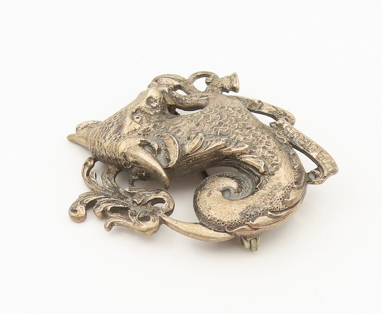 CINI 925 Silver  Vintage Antique Taurus Bull Astrology Brooch Pin  BP10276