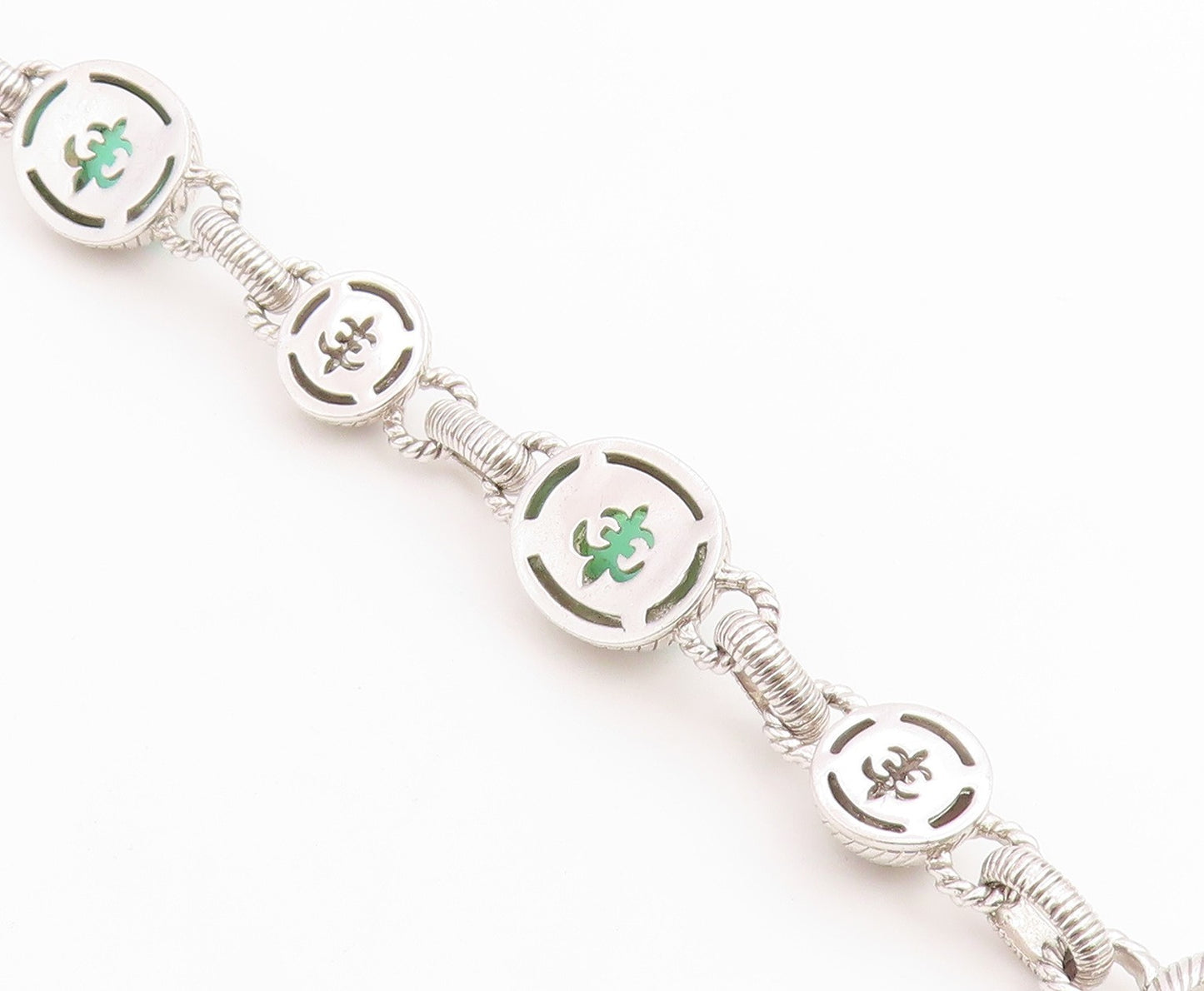 925 Sterling Silver Vintage Bracelet JUDITH RIPKA Chalcedony & CZ Link  BT12233