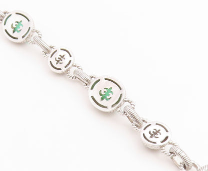 925 Sterling Silver Vintage Bracelet JUDITH RIPKA Chalcedony & CZ Link  BT12233