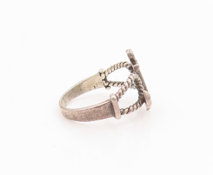 925 Sterling Silver Vintage Ring Nautical Anchor With Rope Band  Sz 6  RG35315
