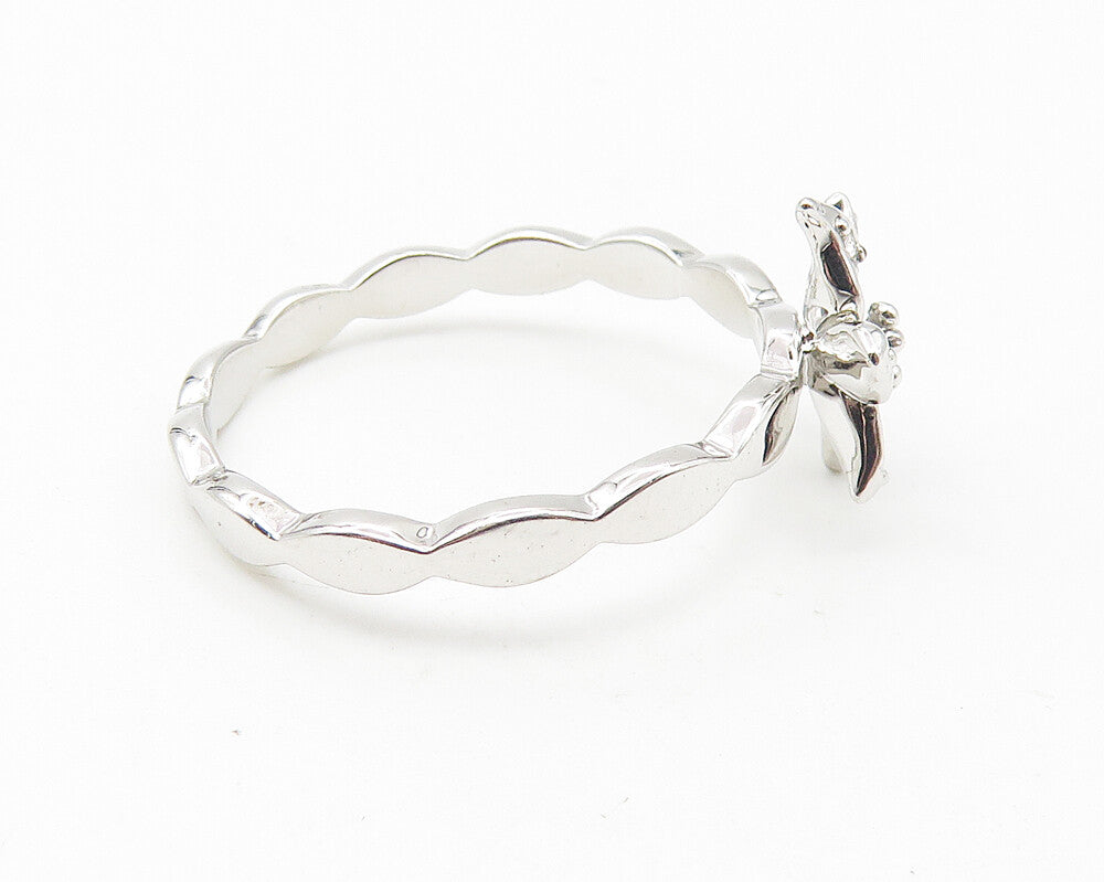 925 Sterling Silver  Sparkling Topaz Flower Motif Band Ring Sz 7  RG10754