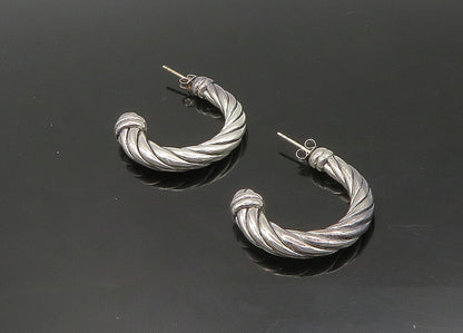 925 Sterling Silver  Vintage Shiny Hollow Twist JHoop Earrings  EG11270