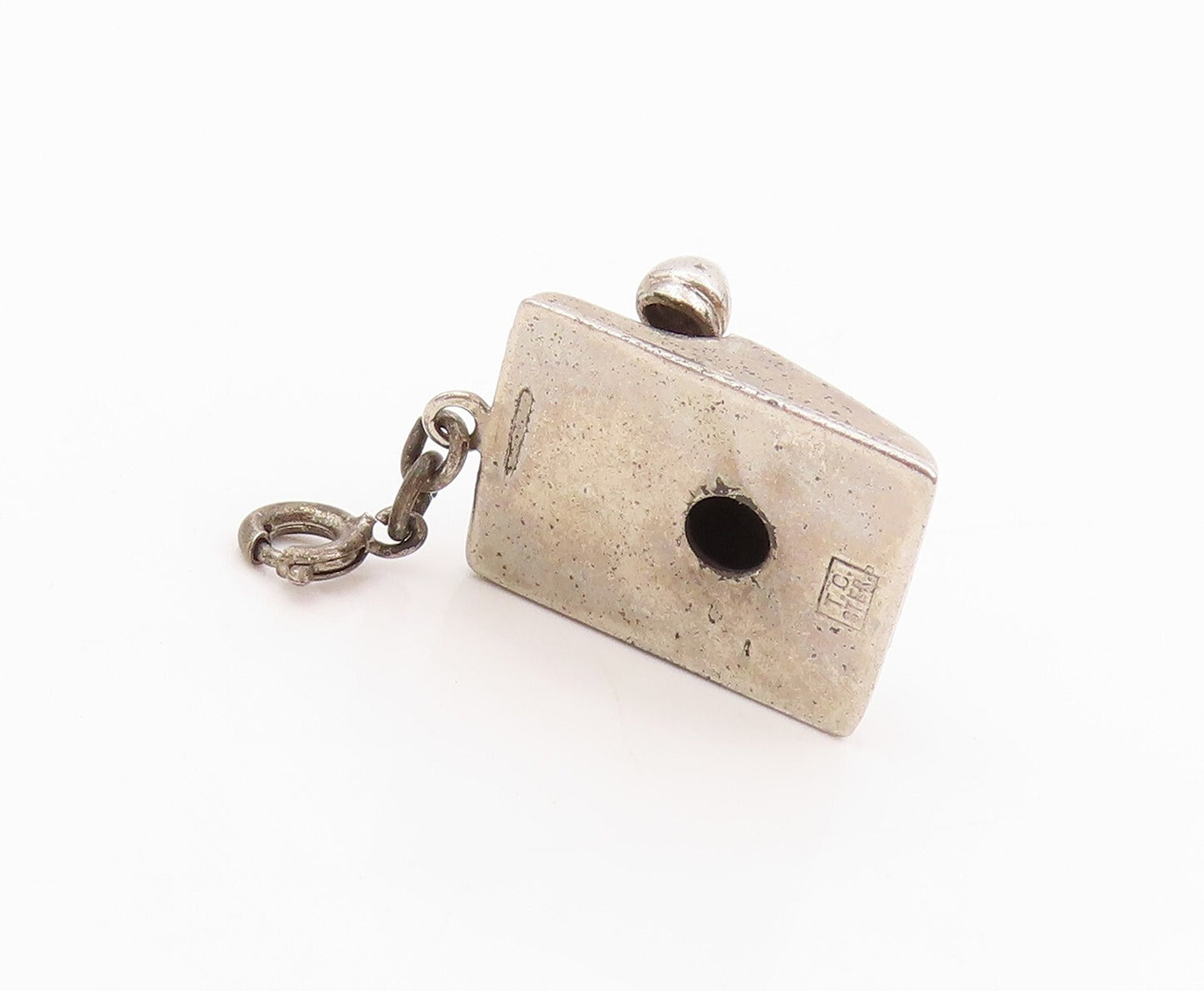 925 Sterling Silver Vintage Pendant Carved Antique Landline Phone Charm  PT23918