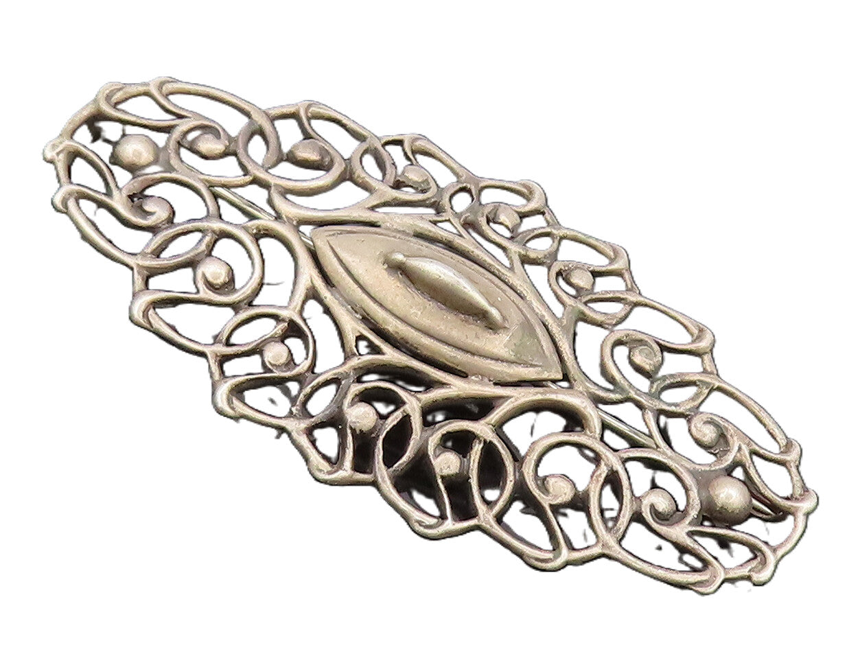 EUROPE 925 Sterling Silver  Vintage Swirly Carved Brutalist Brooch Pin BP10464