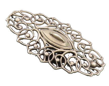 EUROPE 925 Sterling Silver  Vintage Swirly Carved Brutalist Brooch Pin BP10464