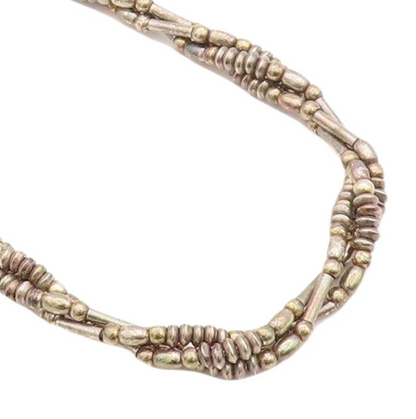 925 Sterling Silver Vintage Necklace Solid Twisted Beaded Chains  NE4328
