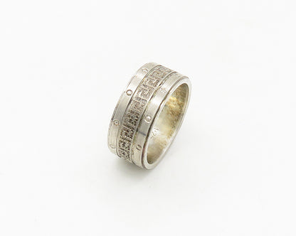 925 Sterling Silver  Vintage Shiny Greek Key Pattern Band Ring Sz 6  RG17918