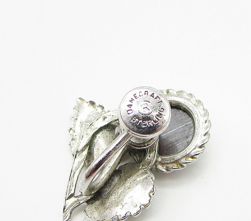 DANECRAFT 925 Silver  Vintage Hematite Non Pierced Screw Back Earrings  EG1946
