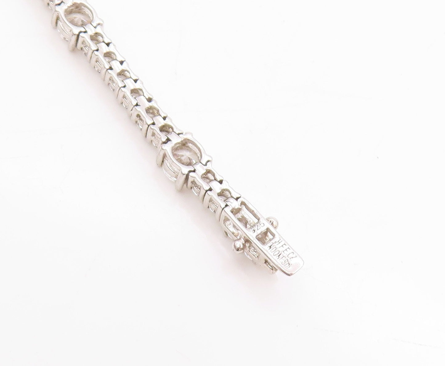 925 Sterling Silver Vintage Bracelet Two Shape Sparkling CZ Tennis Chain BT11389