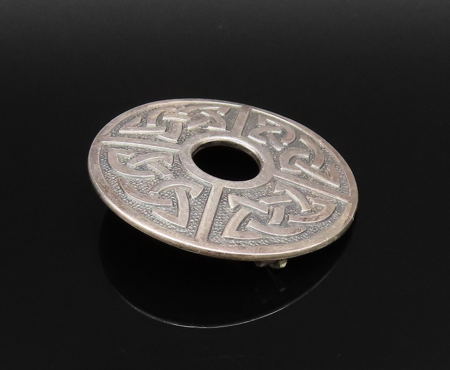 SCOTLAND 925 Sterling Silver Vintage Open Center Celtic Knot Brooch Pin BP9931