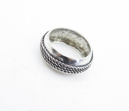 925 Sterling Silver  Vintage Rope Twist Detail Round Band Ring Sz 7  RG4999