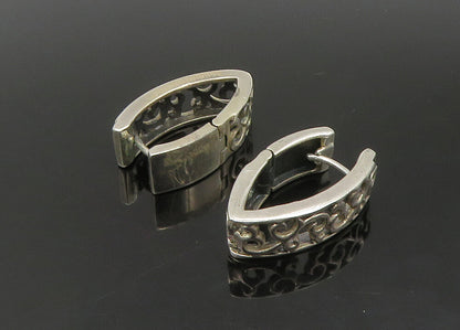 925 Sterling Silver  Vintage Shiny Swirl Vine Pointed Hoop Earrings  EG11273