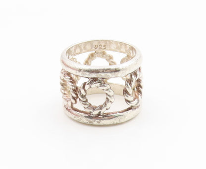 925 Sterling Silver Vintage Ring MEXICO Twisted Rope Circle Band  Sz 7  RG35105