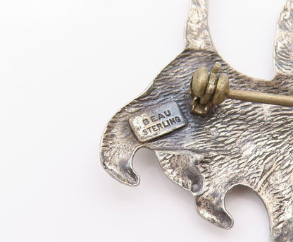 925 Sterling Silver Vintage Brooch BEAU Cutout Twin Scottie Dogs  BP11608