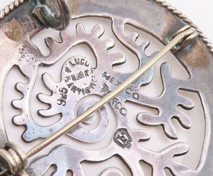 925 Sterling Silver Vintage Brooch Pin MEXICO Etched Tribal Bird Cutout  BP12291
