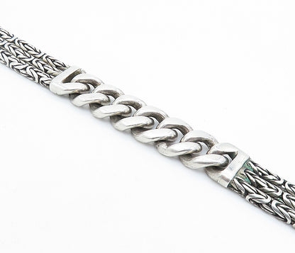 925 Sterling Silver Vintage Antique Byzantine Multi Strand Chain Bracelet BT2492