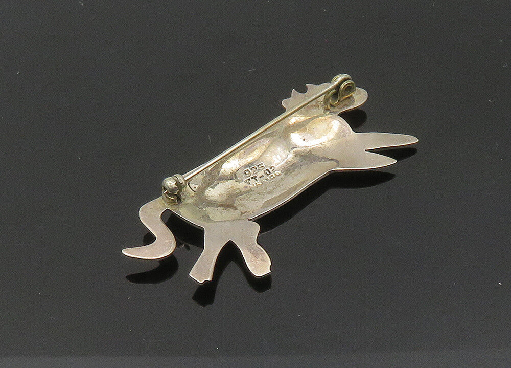 MEXICO 925 Sterling Silver  Vintage Shiny Cow Animal Motif Brooch Pin  BP8144