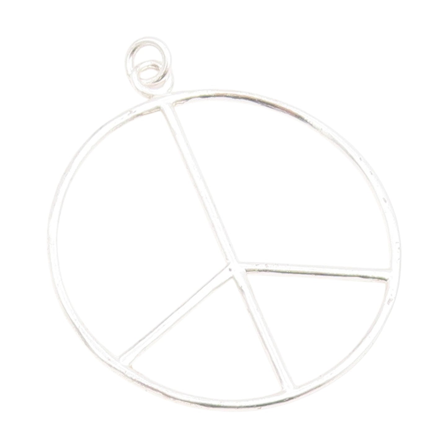 925 Sterling Silver Vintage Pendant Minimalist Open Circle Peace Symbol  PT25185